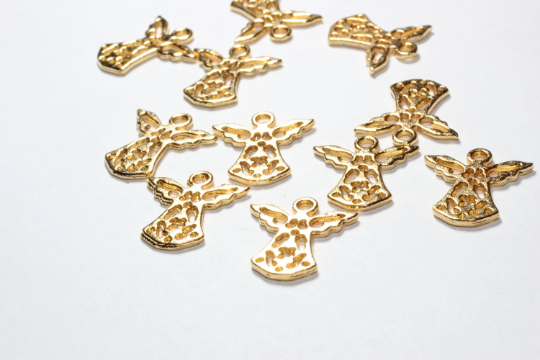 15x14mm 24k Gold Plated Angel Charms, Mini Pendant  BRT98