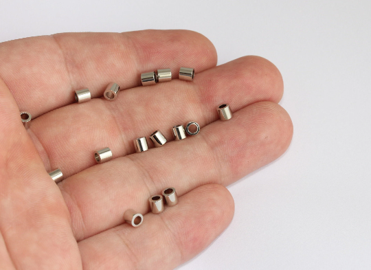 3x4mm Rhodium Plated Tube Beads, Spacer Beads,tube SLM101