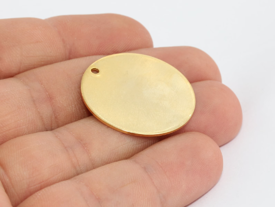 28mm 24k Shiny Gold Medallion, Round Charms, MTE524
