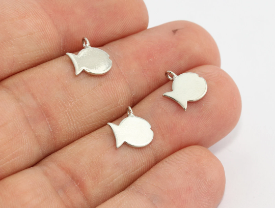 9x10mm Gümüş Kaplama Balık Kolye, Balık Takı, Balık, MTE644