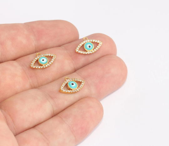 Shiny Gold Evil Eye Charm