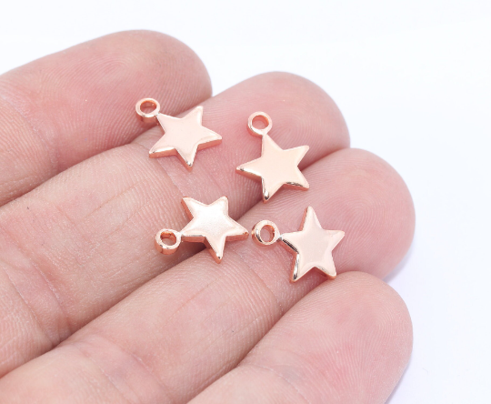 9x11mm Rose Gold Star, Star Charms, Star Necklace, Dainty  MTE426