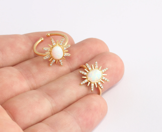 16-17mm 24k Shiny Gold Sun Rings, CZ Sun Rings, Micro  XP174