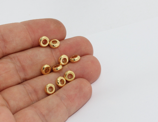6,7mm 24K Shiny Gold Spacer Beads, Gold Spacers,Plated MTE404