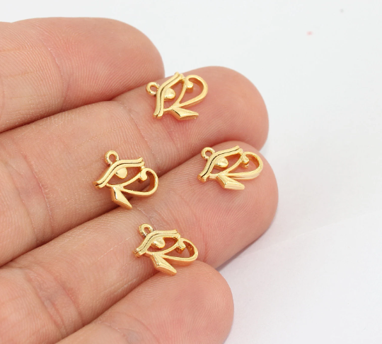 10mm 24k Shiny Gold Egyptian Eye, Eye Of,Eye Charms MTE567