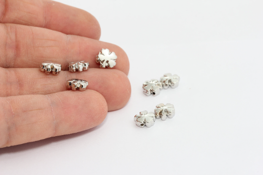 8mm Silver Plated Clover Beads, Daisy Beads, Flower Charms,  MTE447