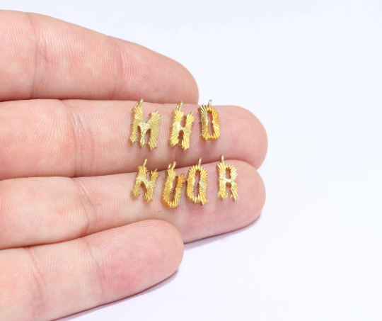 8x14mm Raw Brass Letters, Letter Charms, Letter Beads, Initial ,HRF56