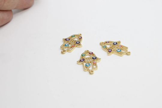 20x29mm 24 Shiny Gold Hamsa, Evil Eye Hamsa, Hamsa ,    ZRCN289