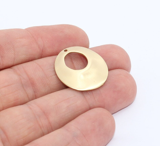 22mm Raw Brass Hoop Pendant, Hoop Necklace ,  EYM35