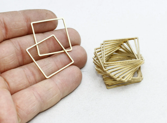24mm Raw Brass Square Connector, Square Link, Closed  CHK296