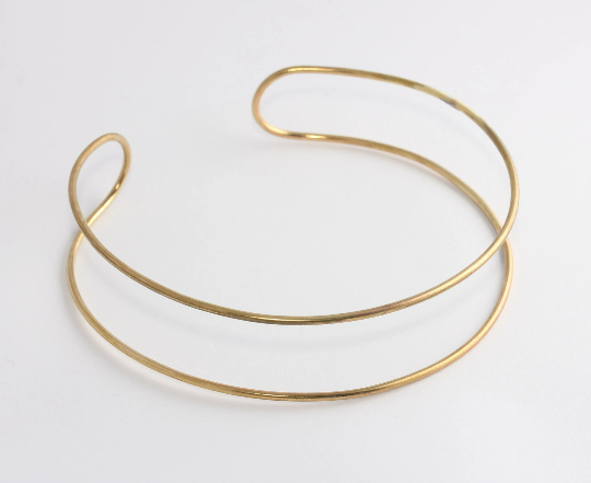 2mm Raw Brass Round Wire Necklace, Open Cuff Necklace,  CHK139