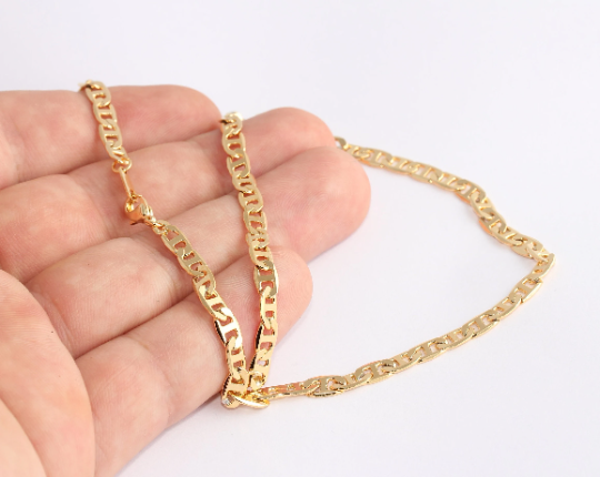 17" 24k Shiny Gold Necklace Chain, Ready Made Necklace,  CHK688-2