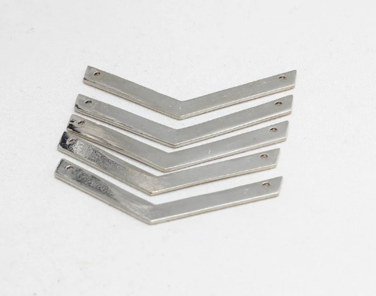 5x50mm Silver Chevron Pendant, Stamping Blank, Chevron Blank,  FRY36