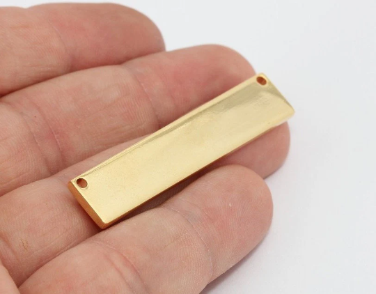 10x50mm 24k Shiny Gold Nameplate Bar, Stamping , MTE1098