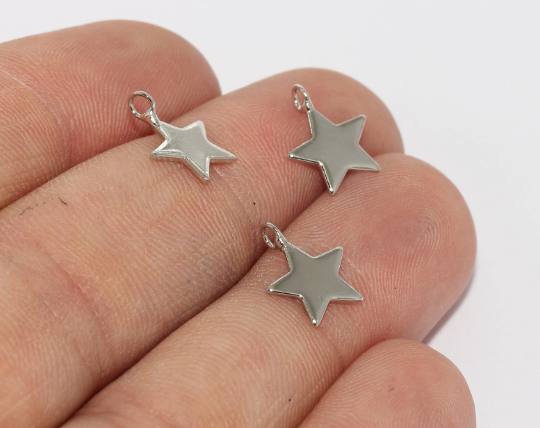 9x12mm Rhodium Plated Star Charms, Star Pendant, Star MTE41