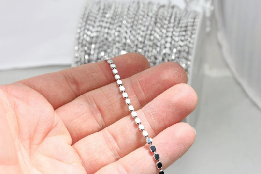 3mm Silver Color Plated Cube Chain, Square Ball Chains,  BXB193-1
