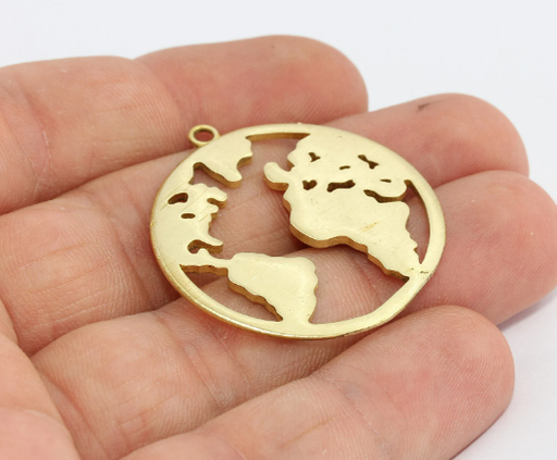 Brass World Map Pendant