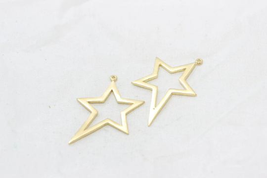 24x38mm Raw Brass Pole Star, Brass North Star Pendant,  SOM234