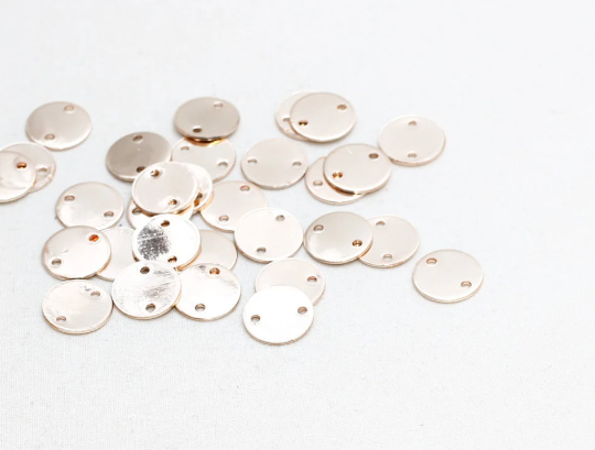 12mm Rose Gold Coins, Charms, Round Disc, Two ROSE112