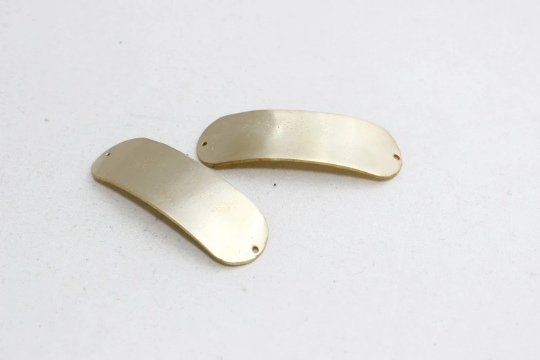 19x57mm Raw Brass Cuff, Curved Rectangle, Connector, SOM107