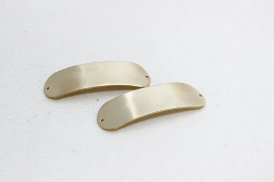 19x57mm Raw Brass Cuff, Curved Rectangle, Connector, SOM107