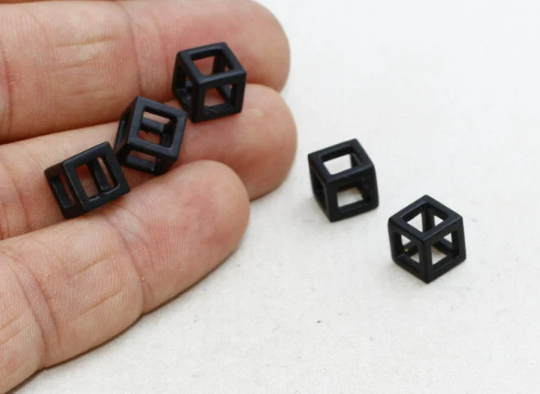 7mm Black Plated Cube Charms, Cube Necklace, Open  ETS153