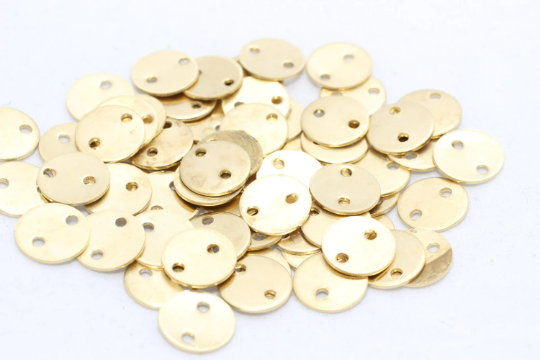 10mm Raw Brass Coins, Charms, Round Disc, Stamping  ALS6