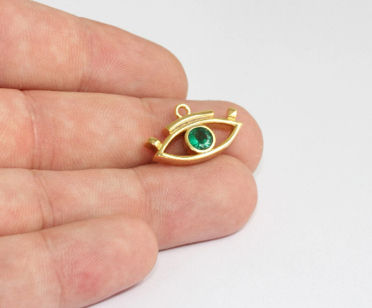 14x23mm 24 ayar Parlak Altın Nazar Boncuğu, Mikro Döşeme Nazar Boncuğu, MLS498