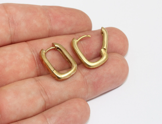 Raw Brass Oval Earrings, Rectangle Leverback Earrings, MLS1012