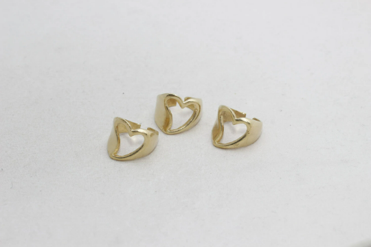 17mm Raw Brass Heart Rings, Heart Jewelry, Dainty Rings LA21