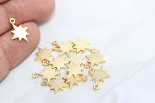 10x13mm 24k Matt Gold North Star Charms, North Star  , Gold MTE6