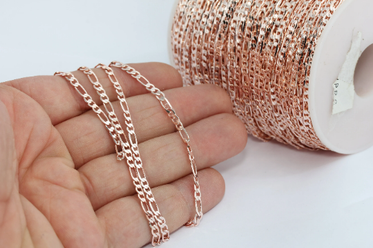 3mm Rose Gold Faceted Curb Chain, Soldered Chains, Curb BXB226