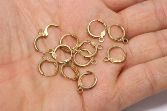 12x15mm Raw Brass Leverback Earrings, Leverback, Raw Brass Earrings,  CHK487