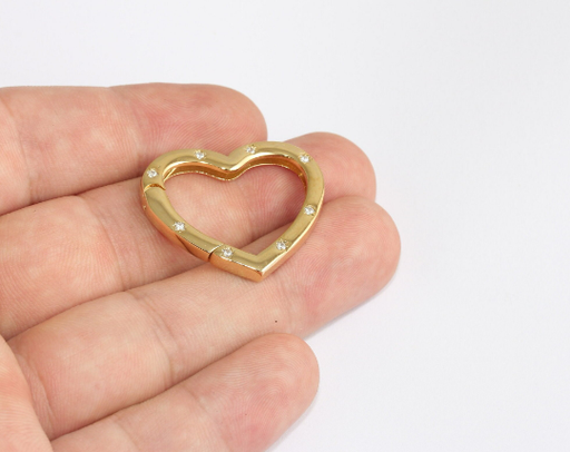 Shiny Gold CZ Heart Clasp