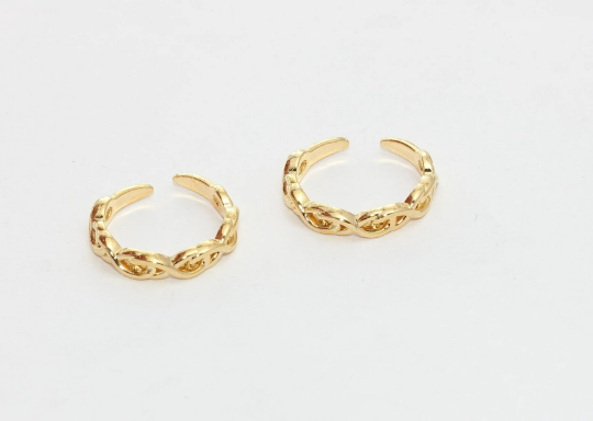17mm 24k Shiny Gold Ring, Chain Ring, Adjustable Gold  MTE1245