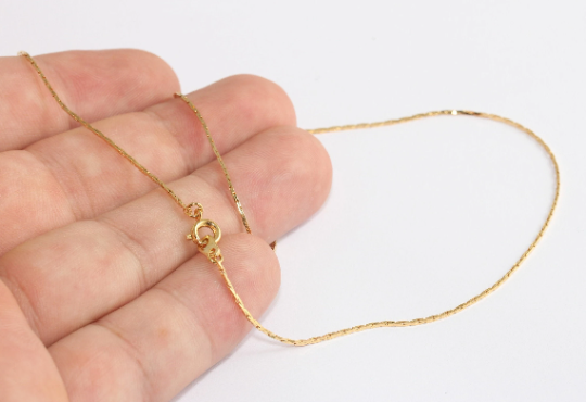 16'' 0,8mm 24k Shiny Gold Snake Necklace, Finished Snake  CHK628-1