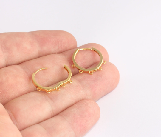 18mm 24k Shiny Gold Hoop Earrings, Circle Earrings With  SLM644
