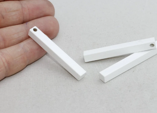 Barra per stampaggio bianca 6x50 mm, componenti grezzi, collana a barra, pendente a barra lunga, componenti grezzi per stampaggio, componenti placcati in bianco, PB, ETS196