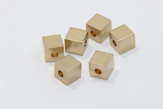 8mm Raw Brass Cube Pendant, Cube Beads, Geometric , SOM249