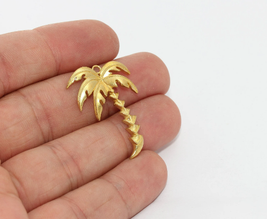 23x33mm Raw Brass Palm Tree Charms, Palm Tree Necklace, LA36