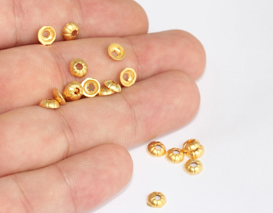 6mm 24k Matt Gold Bead Caps, Mini End Caps, Bead Cones, MLS823