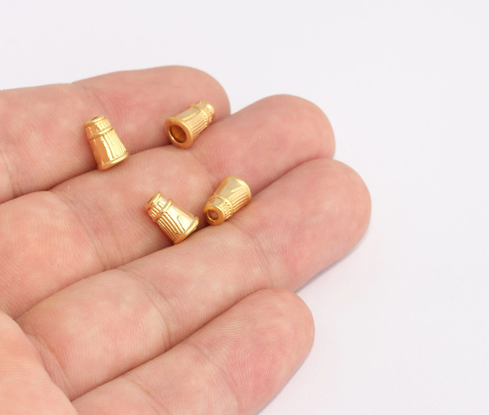6x9mm 24 ayar Mat Altın Uç Kapağı, Conus Boncuk Kapakları, Püskül SLM350