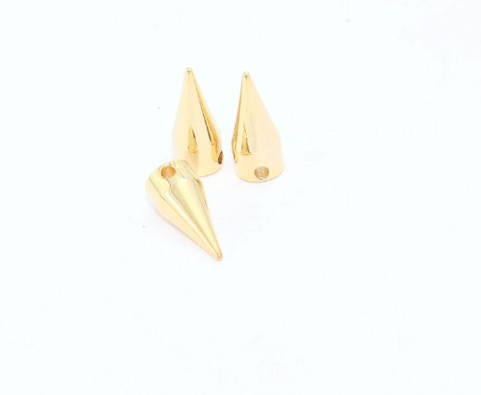 7x16mm Shiny Gold Spike Pendant, Cone Spikes, Gold , MTE437