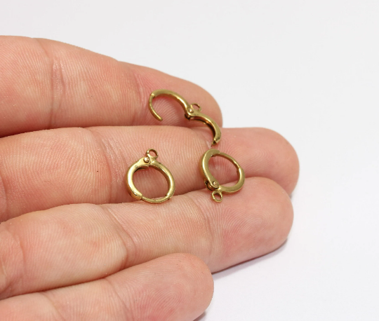 12x14mm Raw Brass Leverback Earrings, Plain Findings, Raw Brass Earrings, CHK424