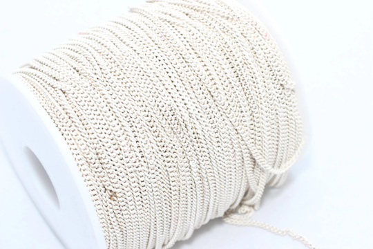 2x2,5mm Emaye Zincir, Pirinç Lehimli Zincirler, Krem, Bordür BXB78-1