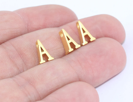 7x9mm 24k Matt Gold Alpha Letter, Alpha Letter, Greek ,      MTE394