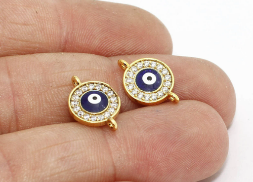 Shiny Gold Evil Eye Charm