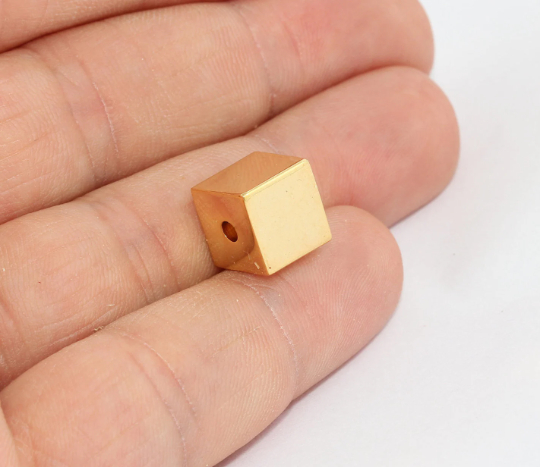 10mm 24k Shiny Gold Cube Pendant, Cube,Tube beads MTE547