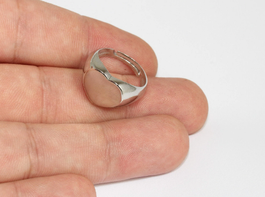 17mm Rhodium Plated Heart Ring, Nameplate Ring, Brass   MLS773