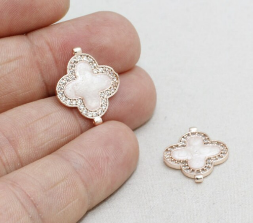 Rose Gold Pave Clover Charms